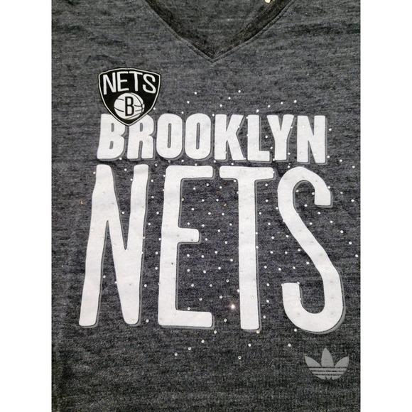 Adidas Brooklyn Nets NBA Women's T-Shirt Medium Gray - Picture 3 of 5